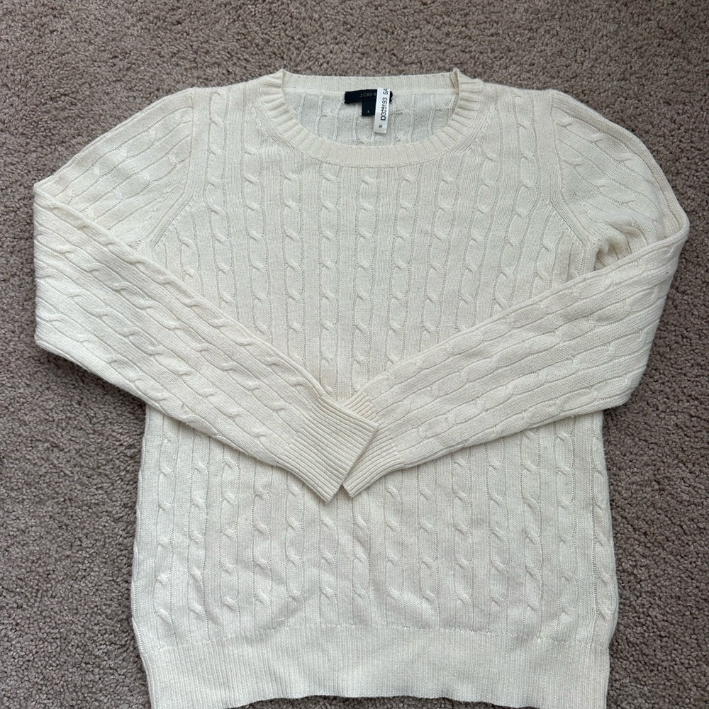 J. Crew Ivory Cable Knit Sweater
